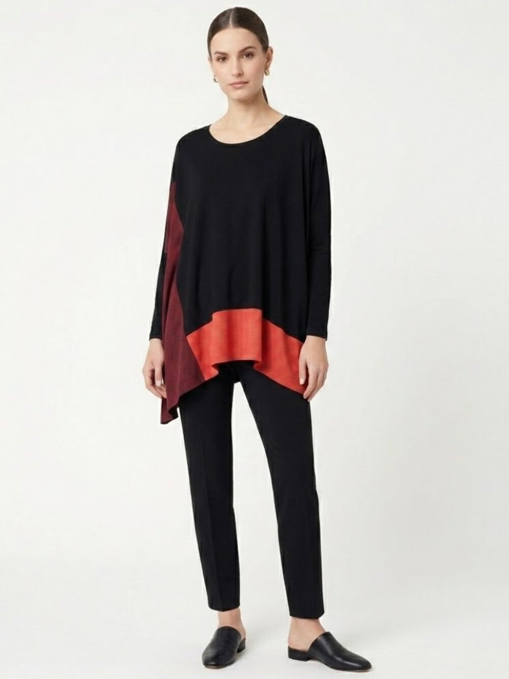 Ruti Colorblock Tunic Top Oversized Boxy Stretchy Lagenlook Abstract size S/M